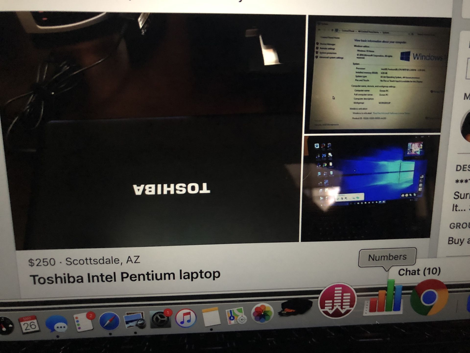 Toshiba Intel Pentium laptop