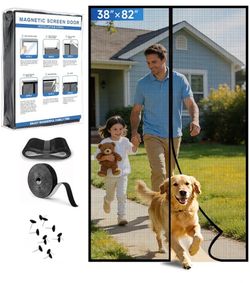 Magnetic Screen Door Upgraded PET Mesh Stronger Than Fiberglass Screen Size 38" X 82"