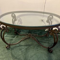 Wrought Iron Glass Top Coffee Table 