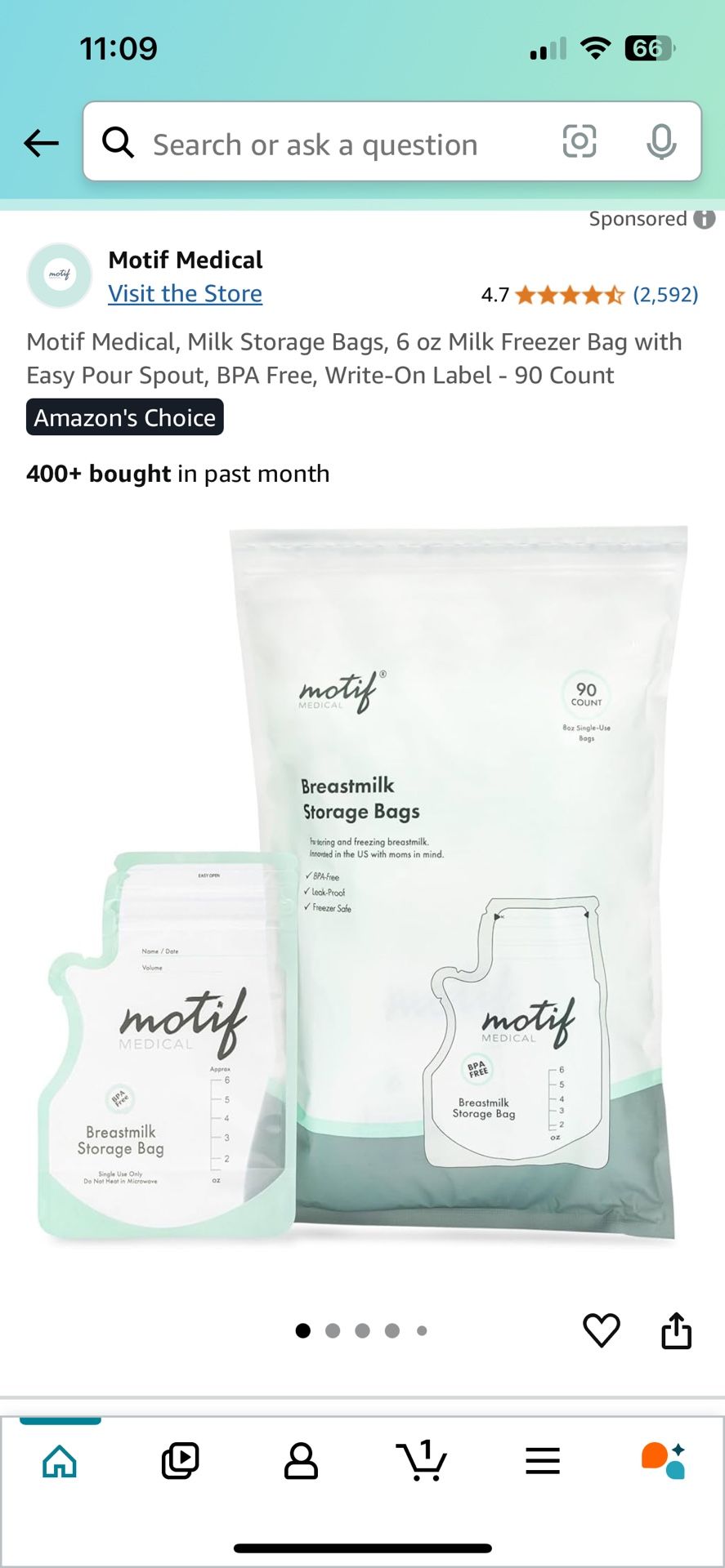 Motif Breast Milk Storage Bags - 90ct