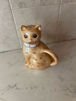 Ceramic Cat Figurine Hand-Painted