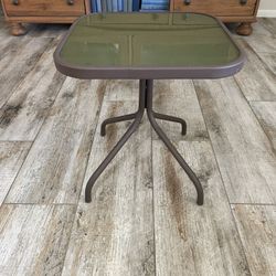 Small Square Metal & Glass Patio Side Table /Patio Furniture 