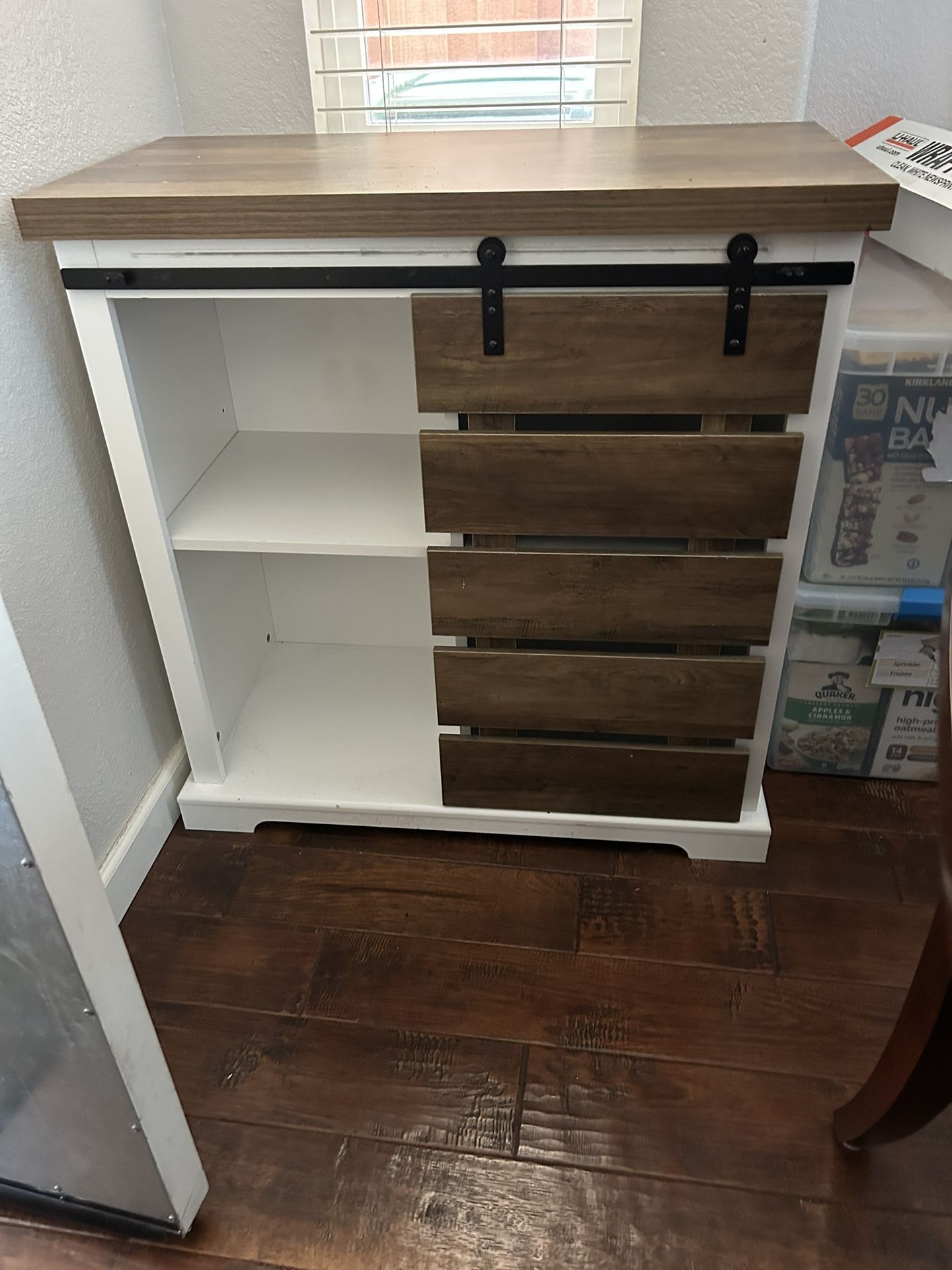 Sliding Slat Door Accent cabinet