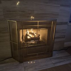 Fireplace Screen Chadwicke Gold 35" High 3-Panel