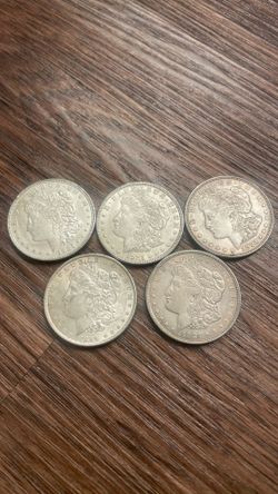 5 90% silver Morgan dollars all 1921
