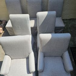 Pottery Barn PB Comfort Roll Upholstered Dining Armchair and Chair Set of 7