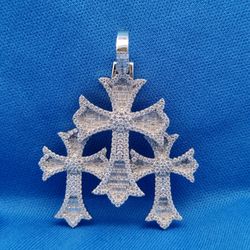 Triple Cross 3.40 ctw Baguette Pendant