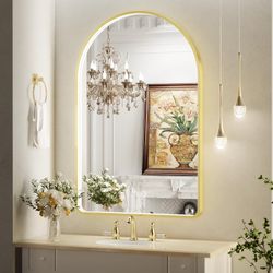 New 24” x 36” Gold Arched LED Mirror