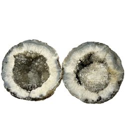 Keokuk Quartz Crystal Geode Pair Matching Halves Split Rock Specimen 3.5 Inch