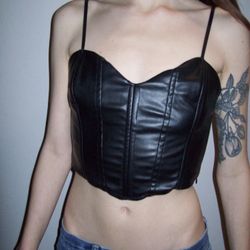Zara leather cropped top; Size S