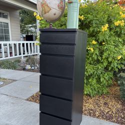 Black Modern 6 Drawer Dresser Chest of Drawers Furniture Good Condition 