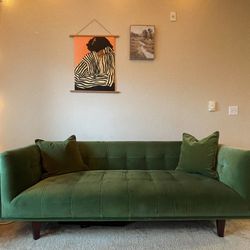Modern Green Velvet Sofa 82”