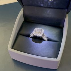 Lab Grown Engagement Ring Halo Cushion Size 7.5