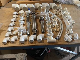 Large Lot of PVC Pipe Fittings and Plumbing Parts