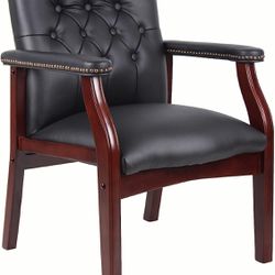 Boss Office Products Ivy League Executive Guest Chair, Vinyl, Black