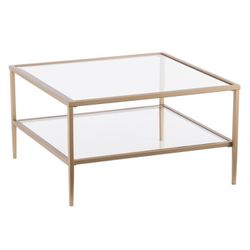 Wayfair Square Metal/Glass Top Coffee Table, Gold