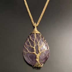 DeMarcus Alexan Golden Bronze Purple Amethyst Necklace 