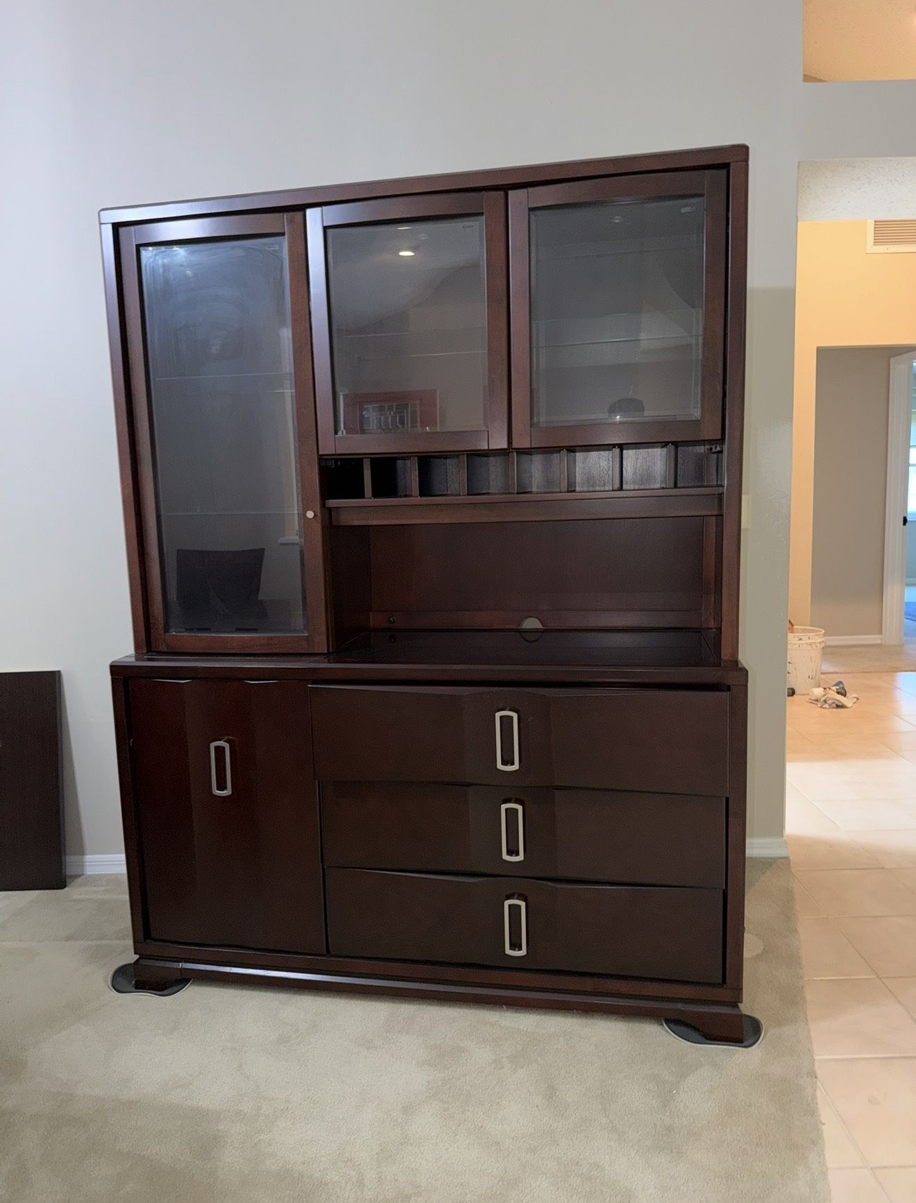 Solid Wood China Cabinet / Hutch – $150 (Must Go!)
