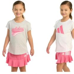 NWT Girl's Adidas 3 Piece Set Tee Shirts and Skort