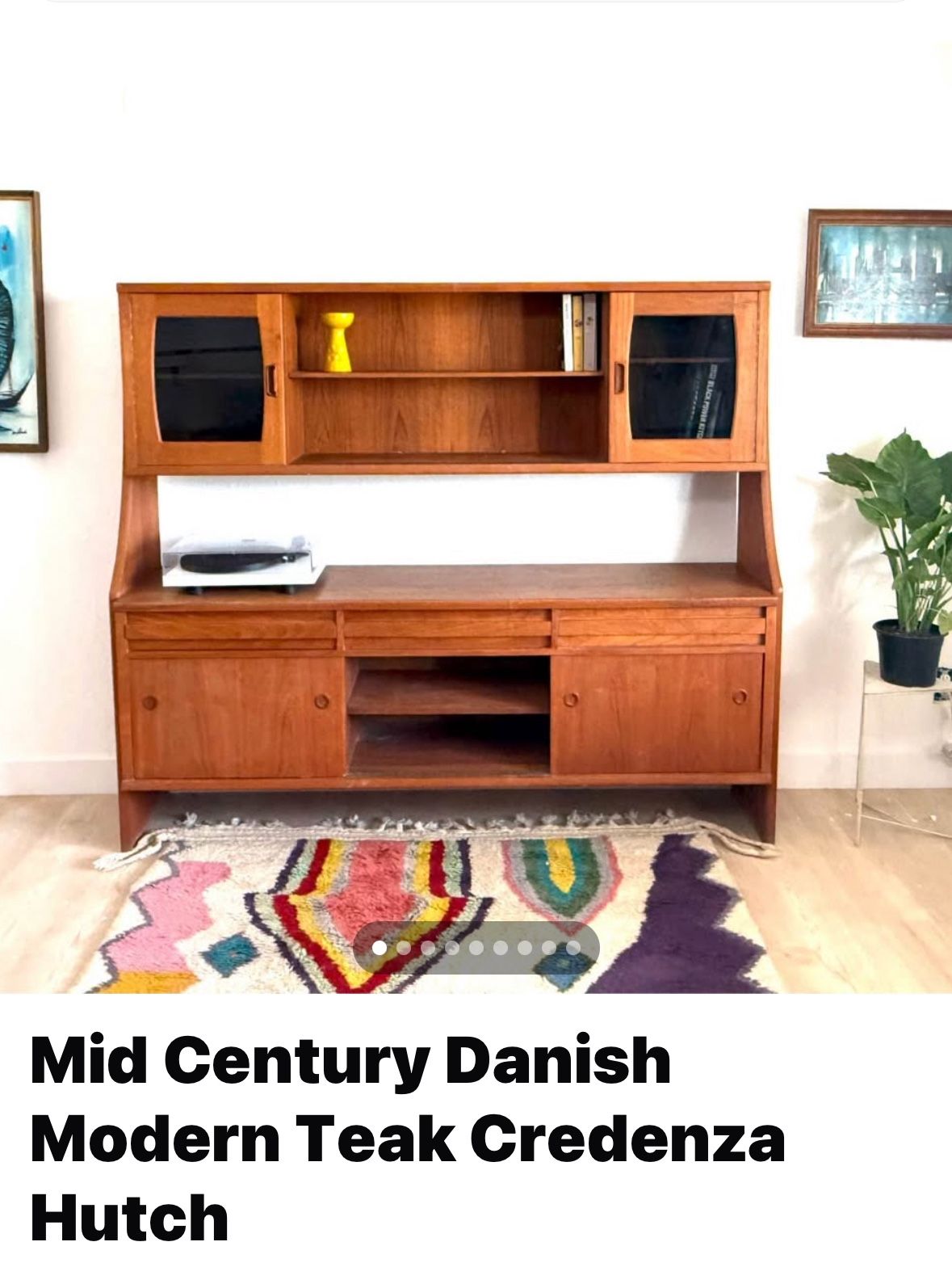Mid Century Danish Modern Teak Credenza Hutch