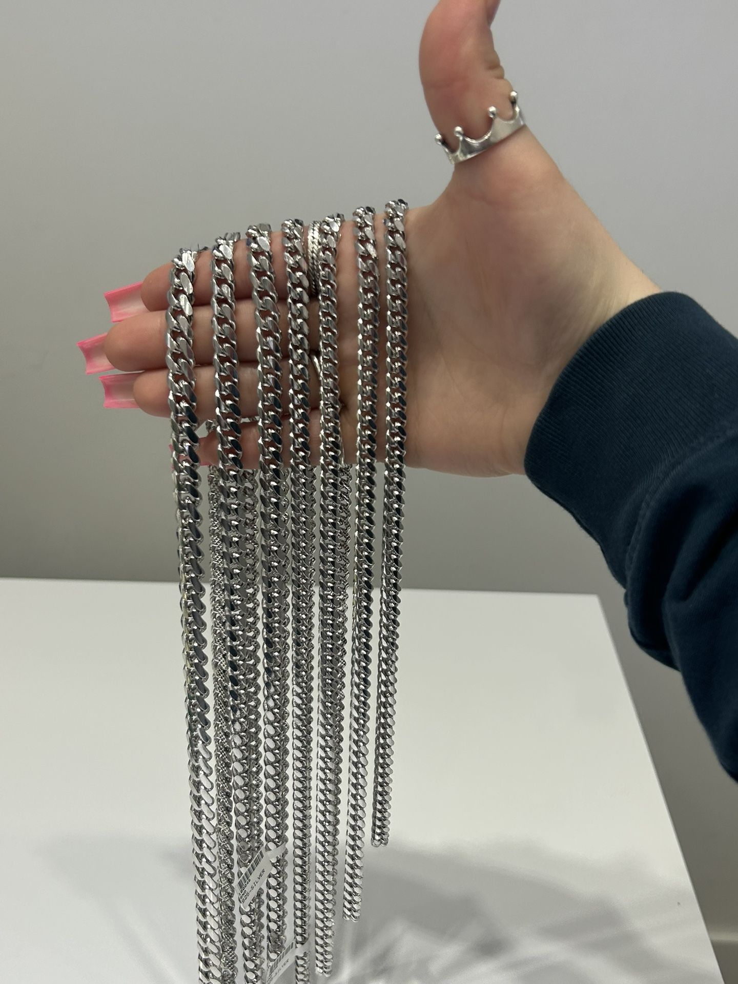 Sterling Silver 925 Solid Miami Cuban Diamond Cut Chain