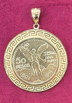 14kt CENTENARIO "COPY" GOLD COIN PENDANT. LAYAWAY AVAILABLE!!!