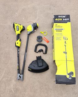 RYOBI 40V HP Brushless 17in Whisper Series Carbon Fiber Shaft Weed Eater String Trimmer