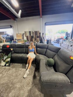 New Power Reclining faux leather sectional couch