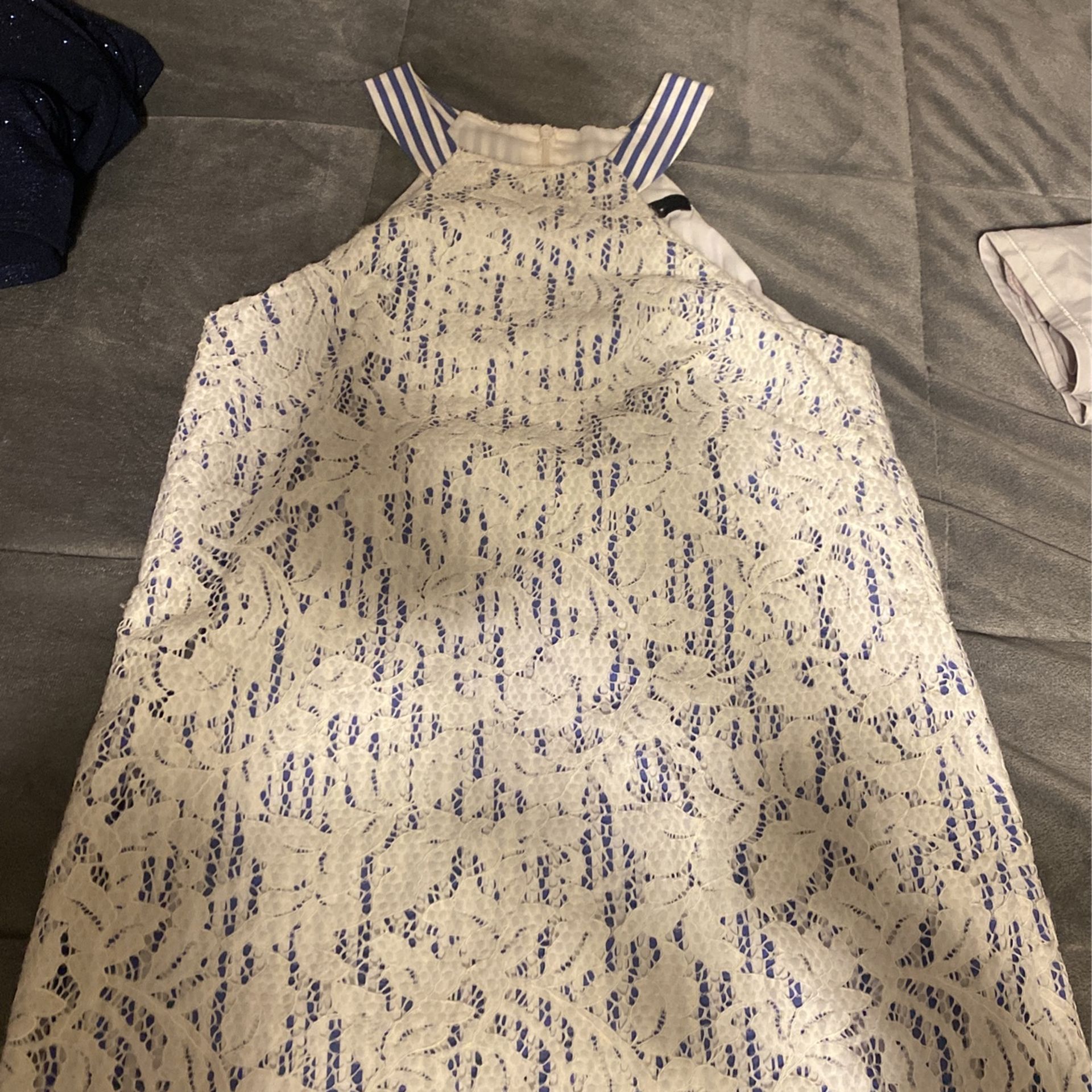 White And Blue Lace Dress