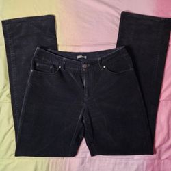 Elie Tahari Black Corduroy Fit Alim Low Rise Flare Pants Size 6
