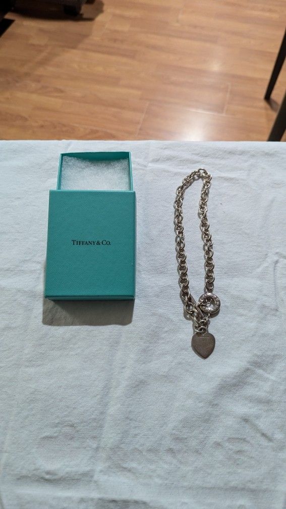 Tiffany Heart Pendant Link Necklace Chain Choker