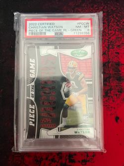 2022 Certified Christian Watson Piece of the Game RC Green PSA 8
