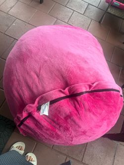 Large Pink Plush Bean Bag Chair