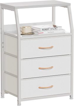 Nightstand with 3 Drawers and 2-Tier Shelf