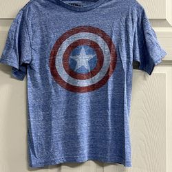 Marvel Captain America  Printed Logo Shield Boys Blue T-shirt - Size Large - GUC