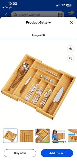 Bamboo Expandable Drawer Organizer for Kitchen, Adjustable Cutlery Tray Silverware Holder with Dividers for Utensils Knives Forks
