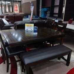 Kelly Dining Table Set W/6 Chairs And Bench---$799---Unreal Pricing!!!---Same Day Delivery Available 