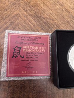Silver Shield 1 oz. Proof Medallion w/COA, BOX
