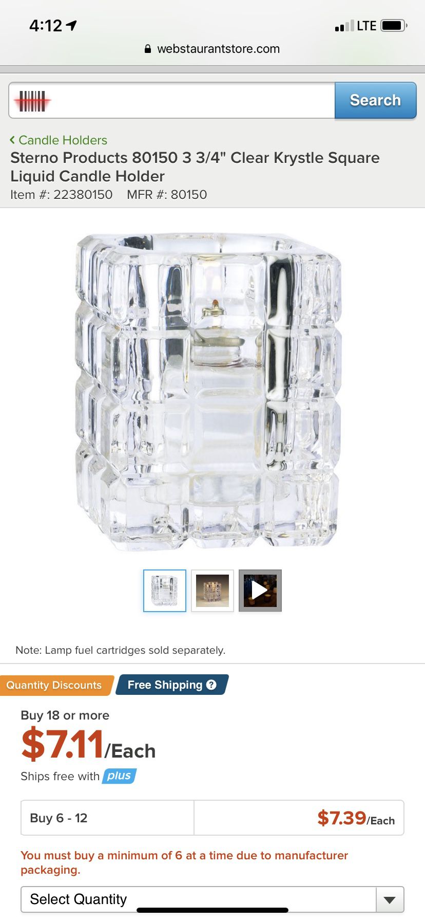 Clear crystal square candle holder