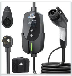 Level 2 EV Charger(40Amp, 240V, NEMA 14-50P) Portable Electric Vehicle Charger with 25ft Cable Outdoor SEA J1772 EV Car Charging Station(Adjustable Cu