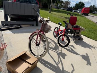 Sale!! Bikes, bed frame, rifton chair, bike motor, pump!