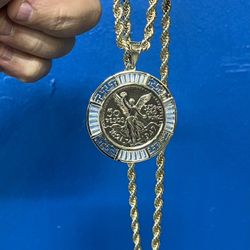 80.8 grams rope necklace and cz pendant  -14k Premium gold plated-