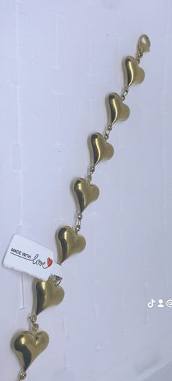 Gold , Heart Shape, Stainless Steel bracelet