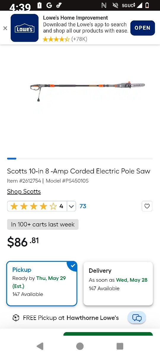 Scott's Electric Pole Saw