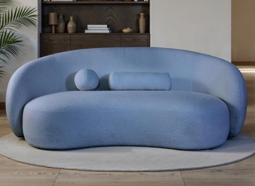 Brand New Blue Super Plush Chenille Sofa (Pillows Included)