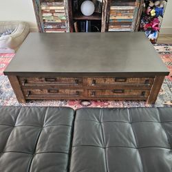 Zinc-Top Coffee Table & Matching Side Tables