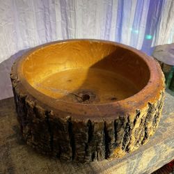 Mcm Wooden handmade Kitschy Nut Bowl, 1950s.   