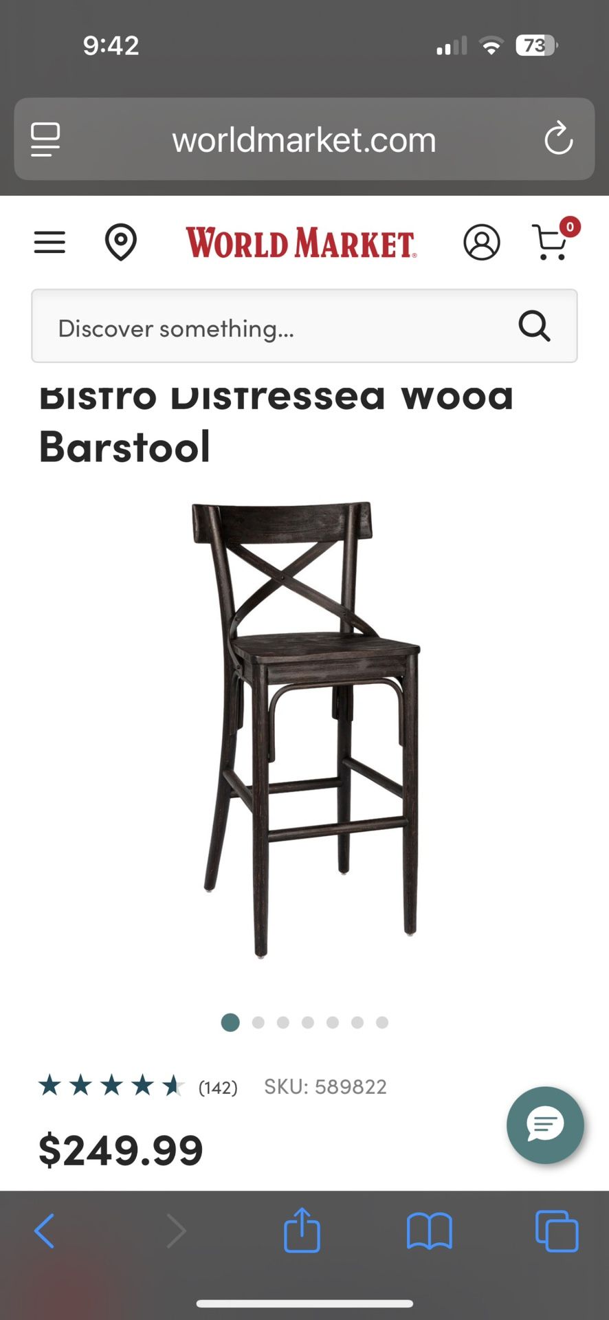 Bistro Distressed Wood Barstool 