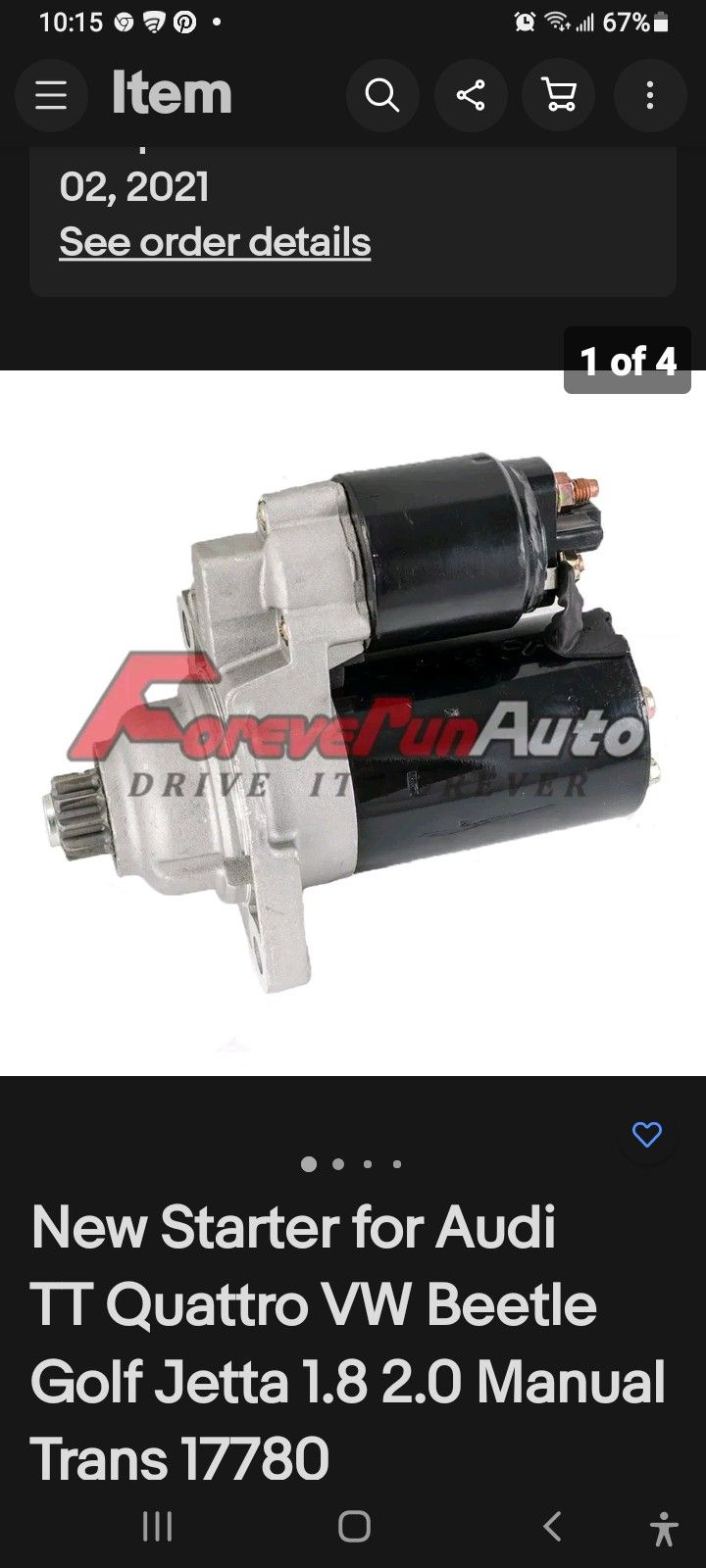 New Starter, Audi, VW , Jetta, Beatle, Golf,