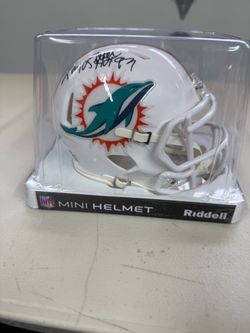 LARRY LITTLE SIGNED DOLPHINS SPEED MINI HELMET